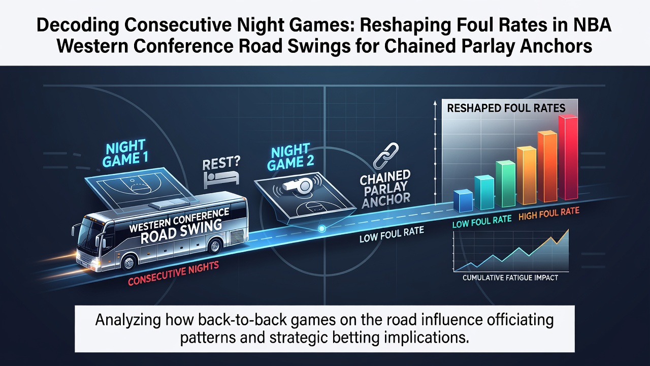 NBA players on the court during a night game showing fatigue effects on Western Conference road trips