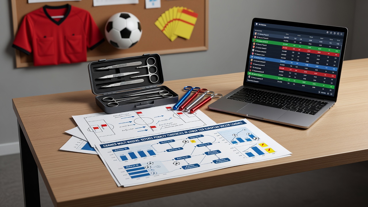 Analysis of referee decisions in lower-tier European matches showing kit color variations and penalty call distributions