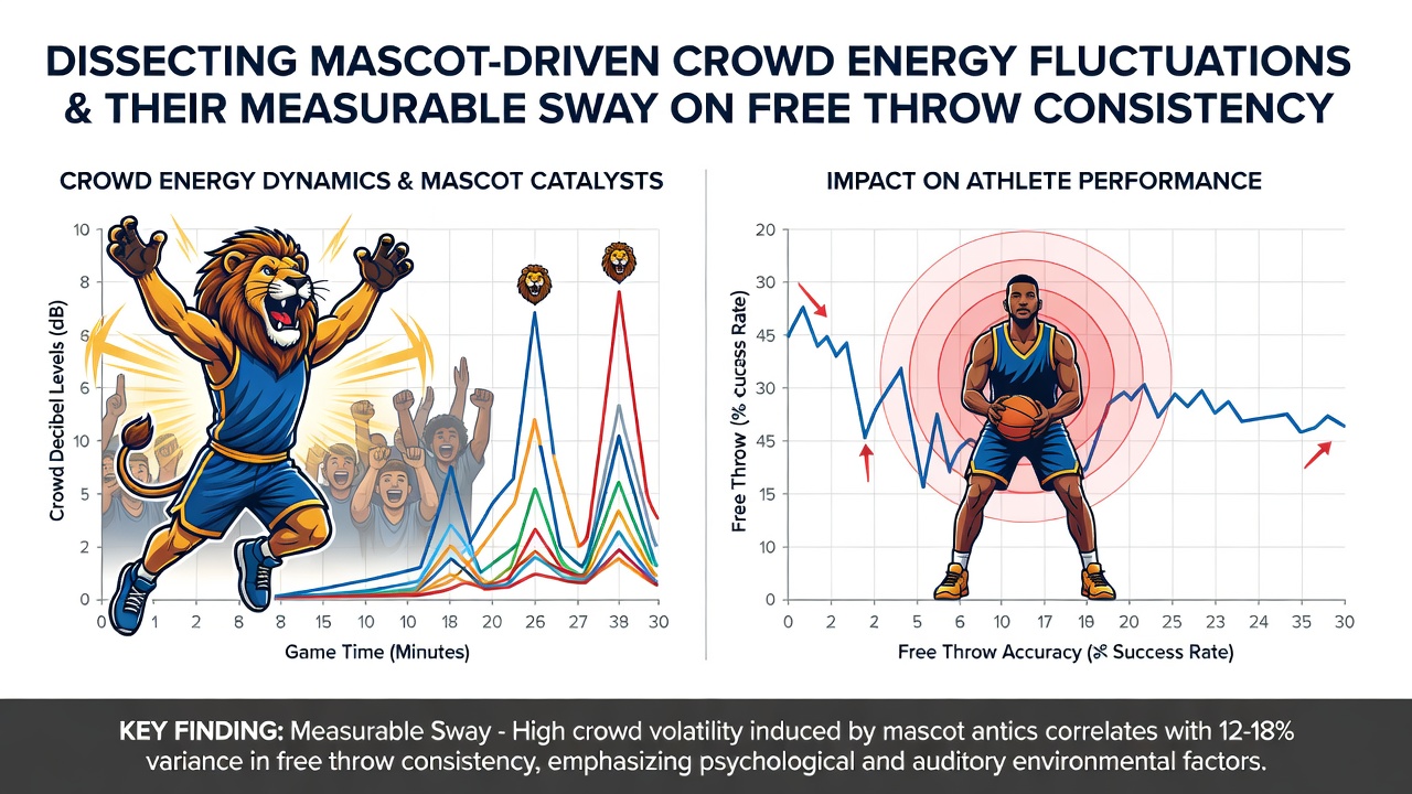 Data visualization of free throw percentage drops correlated with crowd noise levels in NBA road games