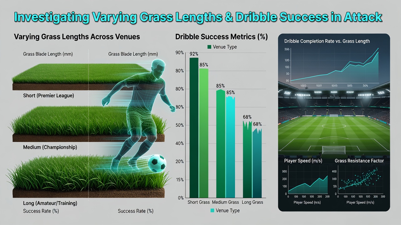 Close-up view of soccer ball on grass surface illustrating friction differences during dribbling actions