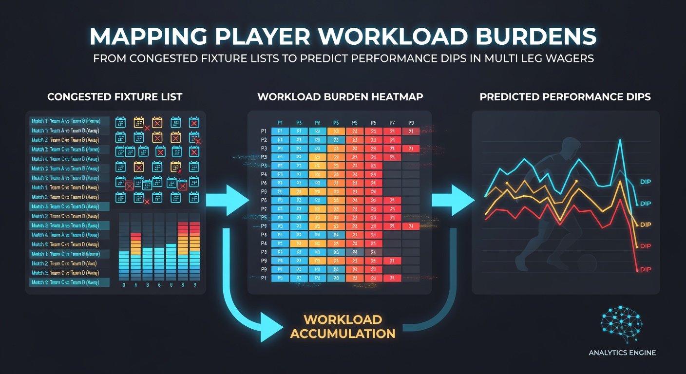 Infographic showing player workload mapping across congested fixture schedules and performance metrics
