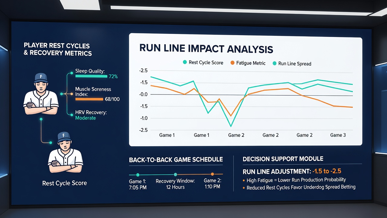 Detailed chart tracking recovery metrics across consecutive MLB games