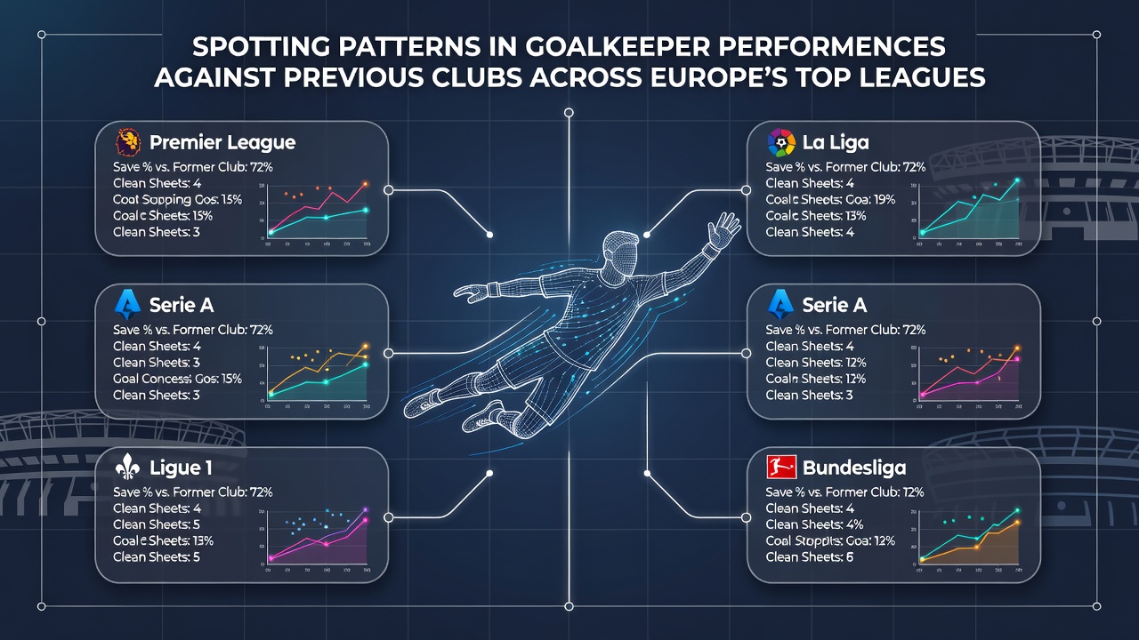 Data visualization of goalkeeper statistics against former clubs across top European leagues